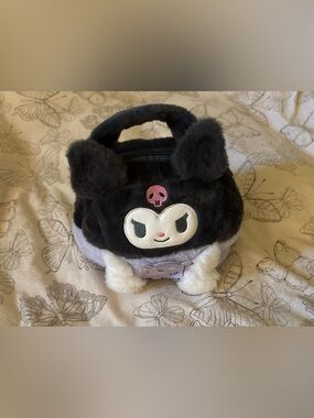 Plush Black and Lavender Kuromi Handbag